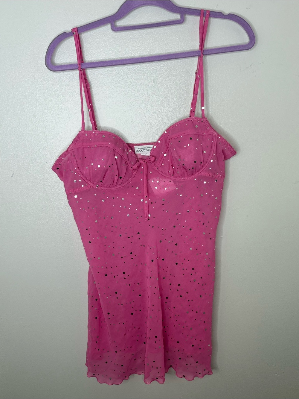 Women's Hot Pink Sequin Chemise Slip - Brand: